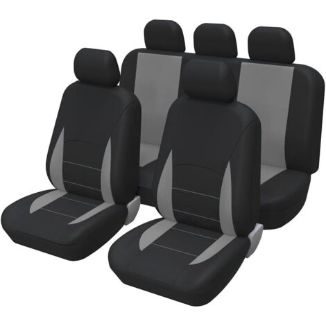 5 Pièces Universel Housse De Protection Siège Voiture, Housse De Siège Auto Antidérapante Anti-Sueur, Ensemble Complet Protections Sièges Voiture à Usage Auto Accessoires(Gris) (1/5)