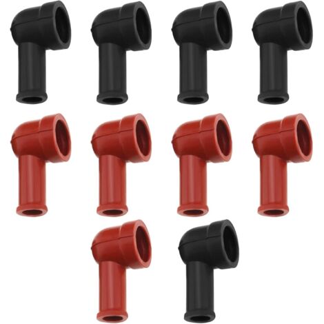 Lot de 10 coques isolantes en caoutchouc pour bornes de batterie - 14 mm x 8 mm - Noir et rouge (1/5)