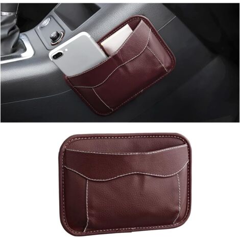 PU Petite Multifonctionnel Organiseur pour Voiture, Organiseur Latéral pour Siège de Voiture, PU Anti-Fuite Organiseur LatéRal pour SièGe de Voiture, pour Organiser Document(Rouge-Vin) (1/5)