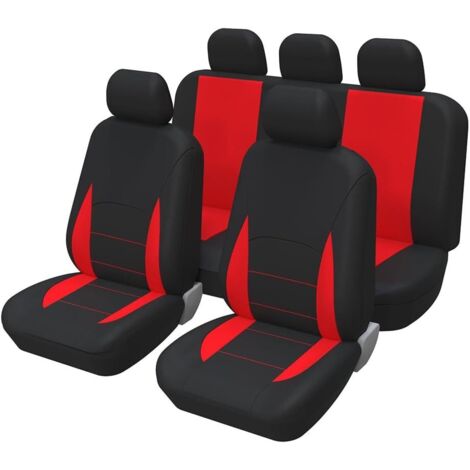 5 Pièces Universel Housse De Protection Siège Voiture, Housse De Siège Auto Antidérapante Anti-Sueur, Ensemble Complet Protections Sièges Voiture à Usage Auto Accessoires(Rouge) (1/5)