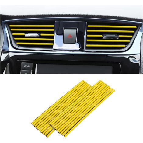 20 PCS Bande Décorative pour Climatiseur de Voiture, Accessoires intérieurs de voiture, Multicolore Bande décorative pour la plupart des bouches d'aération (Jaune) (1/5)