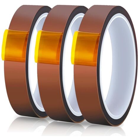 3 rouleaux de ruban adhésif haute température, 20 mm x 50 m, ruban de sublimation pour presse à chaud, ruban de transfert thermique sans résidus. (2 cm x 50 m, 3 pièces) (1/5)