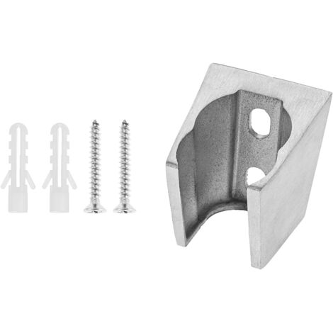 Support mural pour pommeau de douche en acier inoxydable massif avec vis Chromé Deux emplacements pour cartes Double support de douche (1/5)