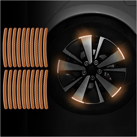20 Pièces Autocollant Réfléchissant De Jante Roue, Autocollant Imperméables Pneu Voiture, Nuit Réfléchissant Sécurité Décoration Stripe pour Roue Intérieure De Voiture, Moto(Jaune) (1/5)