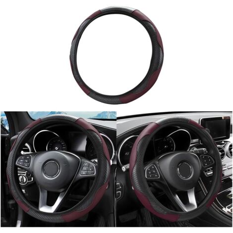 Couvre Volant Voiture Universel Antidérapant Diamètre 37-38cm Cuir Voiture Bordeaux (1/5)