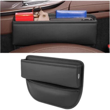 Boîte Rangement Pour Siège De Voiture, Auto Seat Gap Organisateur, Boîte De Rangement En Cuir PU Pour Siège D'auto, Multifonctionnel Stockage D'écart Siège De Voiture Organisateur(Noir) (1/5)