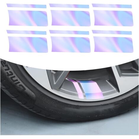 Lot De 6 Autocollants Réfléchissants pour Jantes Voiture, Autocollants Réfléchissants De Voiture Accessoires Décoratifs Universels, Autocollants pour Jantes Voiture Stripes(Dégradé) (1/5)