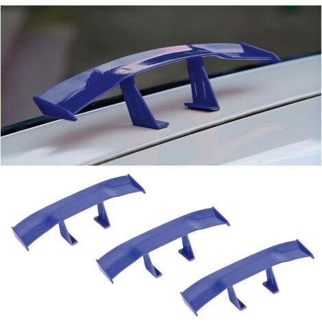 3PCS Mini Aileron de Voiture, Multifonctionnel Aile de Queue de Voiture, Universel Mini Aile de Becquet, sans Perforation Texture en Fibre de Carbone pour la Décoration(Bleu) (1/5)