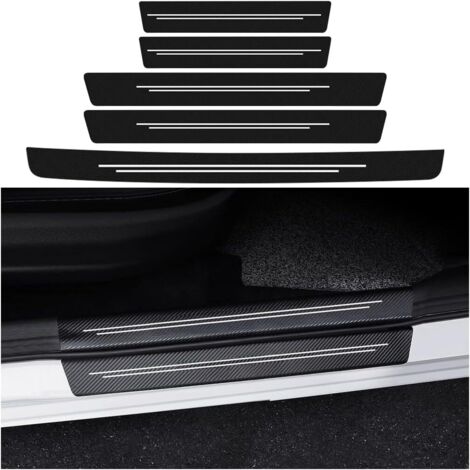 5 Pièces Autocollants De Protection En Fibre De Carbone, Protection Seuil Porte Voiture, Carbone Fibre Film Protecteur Seuil Porte Voiture Accessoires Auto Universel(Blanc) (1/5)