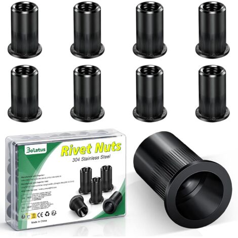 Lot de 10 écrous à riveter M12, 304 en acier inoxydable - Tête plate ronde - Écrous à rivets filetés pour métal, fibre de verre, plastique, tuyaux, etc (1/5)