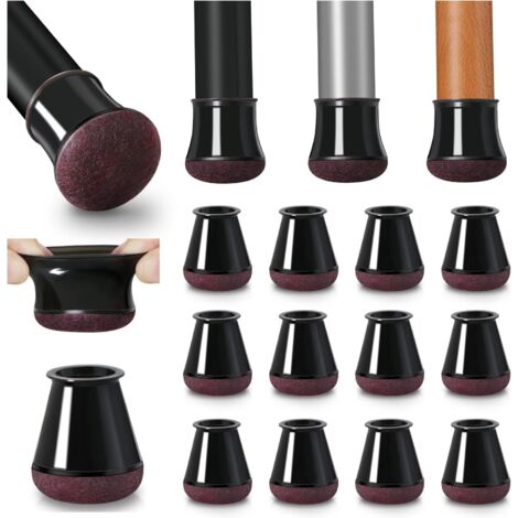 Protection Pied de Chaise, 40 pièces Petits protecteurs de Sol Noirs en Silicone avec revêtement en Feutre, Couvre-Jambes de Chaise Capuchons de Jambe de Chaise en Silicone, diamètre 14-20mm (1/5)
