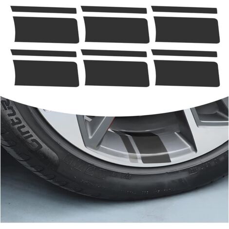 Lot de 6 Autocollants Réfléchissants pour Jantes Voiture, Accessoires Décoratifs Universels, Stripes Noir (1/5)
