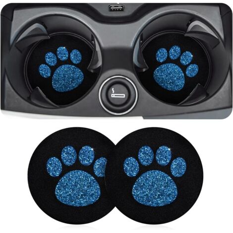 2 Pièces sous Verre De Voiture, sous-Verres D'insertion De Bling Véhicule, Bling Accessoire De sous Verre Voiture, Universel Antidérapants Bling Silicone sous-Verre De Véhicule (Bleu) (1/5)