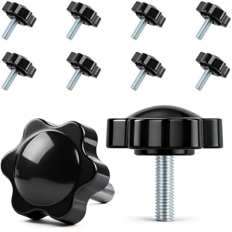 Lot de 10 vis à poignée étoile - Vis moletées M6 x 20 mm - Vis avec poignée - Vis à tête étoile - Écrou à poignée étoile - Pour machine-outils, machines de serrage (1/5)
