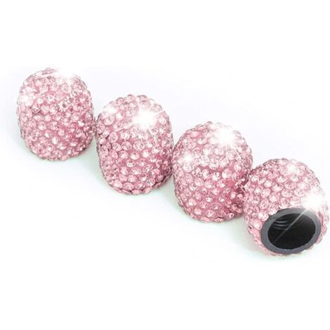 4 PCS Bouchons De Valve De Pneu, Diamant Cache-Poussière De Valve, Capuchons De Poussière De Voiture, Cristal Strass Voiture Pneu Valve Tige Capuchons, Voiture Accessoire Attrayant (Rose) (1/5)