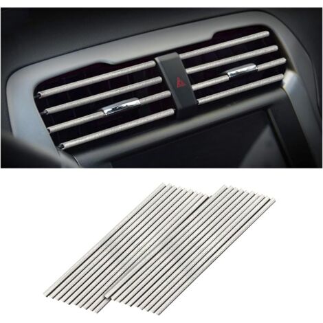 20 PCS Bande Décorative pour Climatiseur de Voiture, Accessoires intérieurs de voiture, Multicolore Bande décorative pour la plupart des bouches d'aération (Argent Glacé) (1/5)