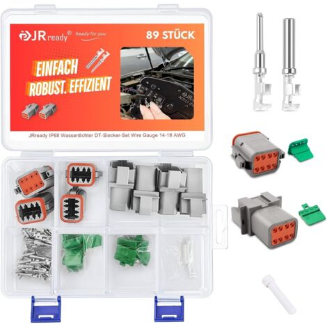 4 Jeux de Deutsch Connecteur 8 Pôles Scellés IP68 Kit de Connecteurs DT Etanches Gris avec Kit de Terminaison Deutsch Wire Gauge 14-18 AWG Size 16 Pour Voiture, Motos, Camions, Bateaux (1/5)