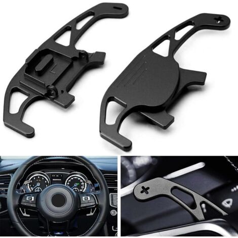 Lot de 2 palettes de changement de vitesse en aluminium poli pour volant de voiture compatible avec VW Volkswagen Golf MK7 Polo GTI/GTD/GTE/R R-line Passat Scirocco, accessoires de voiture (1/4)