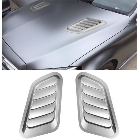 Garniture d'aile d'aération de Capot, Voiture ABS Décoratif Débit d'air Admission Scoop Capot Modifié Couverture Accessoires pour Voiture (Argent) (1/5)