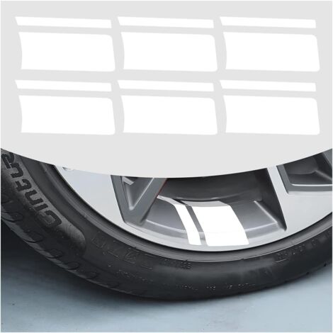 Lot De 6 Autocollants Réfléchissants pour Jantes Voiture, Autocollants Réfléchissants De Voiture Accessoires Décoratifs Universels, Autocollants pour Jantes Voiture Stripes(Blanc) (1/5)
