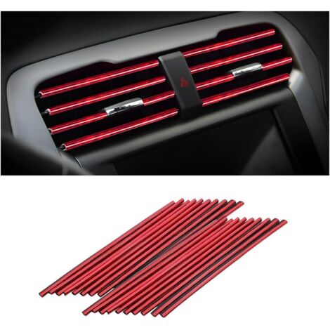 20 PCS Bande Décorative pour Climatiseur de Voiture, Accessoires intérieurs de voiture, Multicolore Bande décorative pour la plupart des bouches d'aération (Rouge Glacé) (1/5)