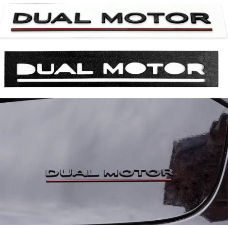 Lettres Autocollantes à Double Moteur compatibles avec Te-SLA Model 3 X S Y, Badge de Performance 3D pour Garde-Boue, côté arrière, Coffre, Accessoires Te-SLA (Noir Mat + Ligne Rouge) (1/5)