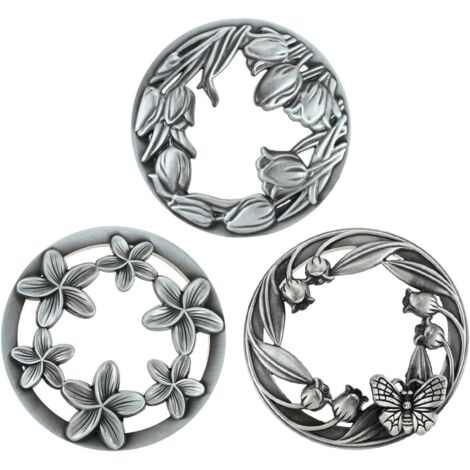 Lot de 3 couvercles de bougie en métal argenté vieilli - Aide à brûler uniformément les pots de bougies - Accessoires de bougie - Couvercle pour bougies en verre (tulipes, petites (1/5)