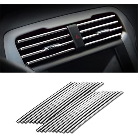 20 PCS Bande Décorative pour Climatiseur de Voiture, Accessoires intérieurs de voiture, Multicolore Bande décorative pour la plupart des bouches d'aération (Argent) (1/5)