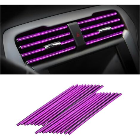 20 PCS Bande Décorative pour Climatiseur de Voiture, Accessoires intérieurs de voiture, Multicolore Bande décorative pour la plupart des bouches d'aération (Violet Glacé) (1/5)