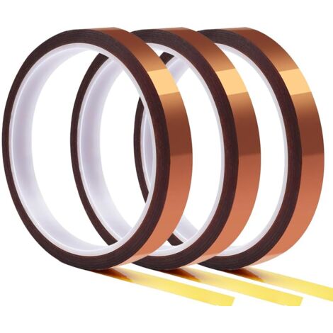 3 rouleaux de ruban adhésif haute température, 10 mm x 50 m, ruban de sublimation pour presse à chaud, ruban de transfert thermique sans résidus. (1 cm x 50 m, 3 pièces) (1/5)