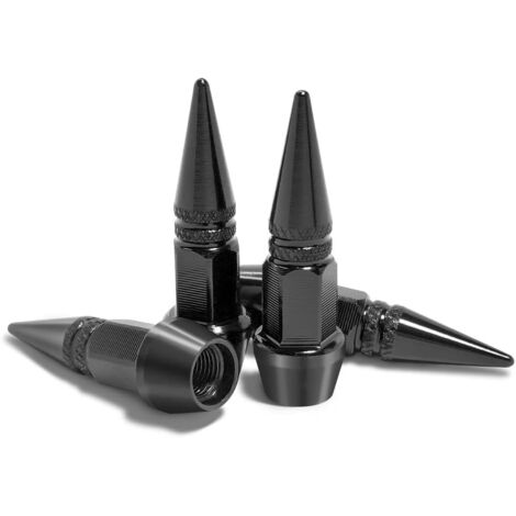 4 Pieces Aluminium Bouchon de Valve, Bouchons Valve Velo, Capuchon Pneu Voiture Bouchon de Valve, Couvre-Valve Universel pour Voiture, SUV, Velo Camions et Moto et Vélo (Noir) (1/5)