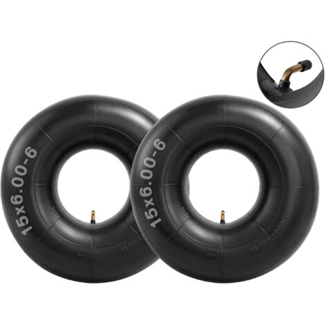 Lot de 2 chambres à air de 15x6.00-6 avec tige de valve courbée TR-87 pour tondeuses à gazon, tracteurs de cour, brouettes, VTT et plus encore Chambre à air 6.00-6 6.50-6 (1/5)