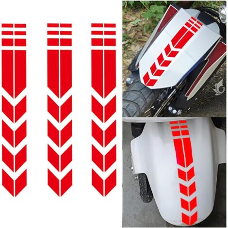 3 Pièces Autocollant Moto Garde-Boue, Autocollants Réfléchissants De Moto Décoration, Autocollant De Garde-Boue Réfléchissant, Bandes Stickers Réfléchissants Motos(Rouge) (1/5)