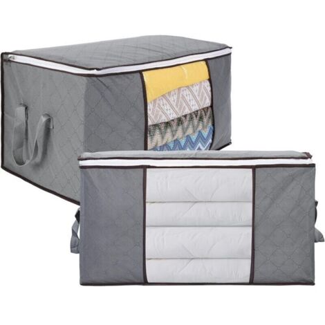Sac de Rangement pour Vetement, 2PCS 90L Sac de Rangement pour Couette Pliables, Sac de Rangement Sous Lit avec Poignée Renforcée pour Literie Couvertures Oreillers Jouets Vestes, 60x4