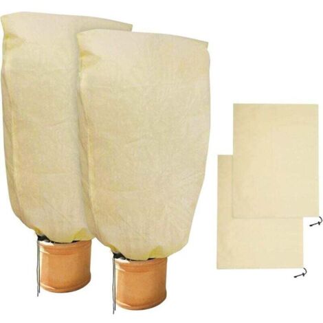 2 Pièces de Protection Hivernale pour Plantes Protection Hivernale pour Sacs de Plantes en Pot, Beige, Solide, 100 x 80 cm (1/4)