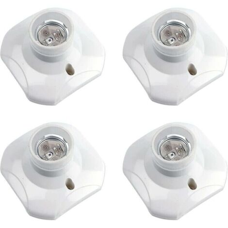 Douille Plafond E27 Visser, Douille E27 Garage, AC 220-240V, Support Douille pour Ampoule LED, Base Plafonnier Culot E27, Base de Lampe Plastique Blanche pour Lampe au Mur, lot de 4 (1/4)