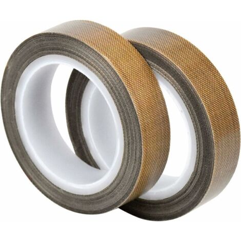 2 Rouleau de Ruban Adhésif de PTFE, Bande de Téflon, Haute Température Ruban, -100℃ - +260℃ Ruban Adhésif de Tissu de Verre Enduit PTFE, (13mm x 10m + 13mm x 10m) (1/4)