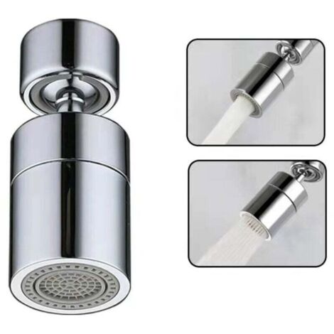 Aérateur de Robinet(Argent), 360° Pivotant Embout Robinet Cuisine, 2 Modes Mousseur Robinet Economie Eau, Brise jet Filtre Robinet Cuisine Salle De Bain lavabo