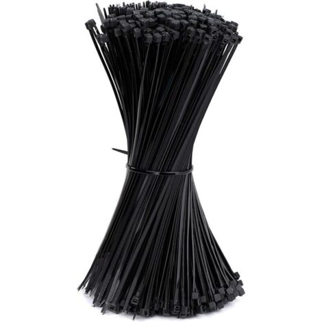 Serre-cables électriques 200 x 2.5 mm Attaches de Cable en Plastique Nylon Autobloquantes Noir 500 Pièces (1/4)