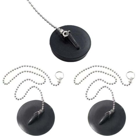 (40mm)3 Pièces Bouchon Baignoire Universel, Bouchon d'Evier avec Chaîne à Billes, Bouchon d'Evier Cuisine Bouchon de Baignoire Bouchon en (1/4)