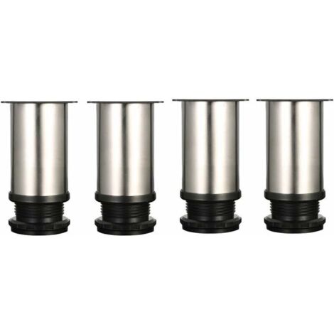 4 Pieds Réglables 8 cm De Hauteur Épaissir les pieds d'armoire Pieds de table Pieds de meubles, Acier inoxydable brossé, Hauteur réglable 0-15 mm Venez avec des vis en acier inoxydable (1/4)