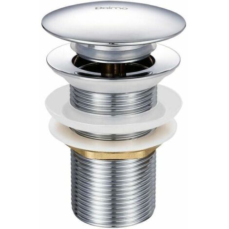 Bonde de Lavabo Pop-up sans Trop-Plein en Laiton Chromé G 1-1/4, Équipée d'un Système d'Ouverture et de Fermeture Facile à Bouton-Poussoir.- (1/4)