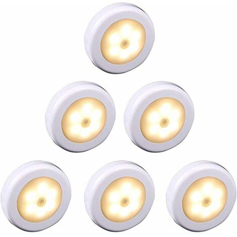 Lampe LED sans fil avec détecteur de mouvement pour placard, escalier, couloir, cuisine, chambre à coucher (6pcs) (coque blanche (lumière chaude) (1/4)