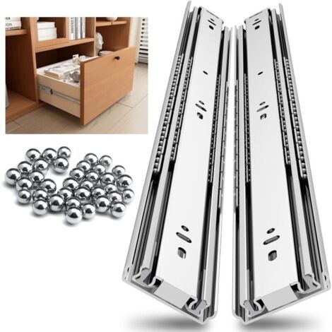 Glissières de tiroir 350mm, Sans Serrure, Capacité de Charge de 68kg, Coulisse à Billes à Extension Totale, Montage Latéral, 1 Paire (1/5)
