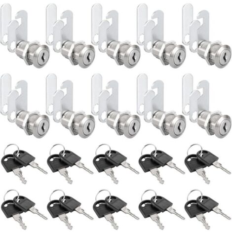 Lot de 10 Serrures Boîte aux Lettres, 25mm Serrure Armoire Metallique, Barillet Boite aux Lettres en Alliage de Zinc avec 20 Clés pour Tiroir, Armoire, Placard, Boîte aux Lettres (1/5)