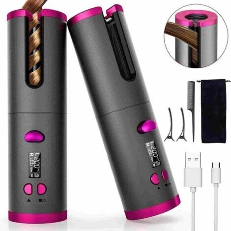 Fer A Boucler Automatique, Fer A Boucler avec 6 Réglages de Température & Minuteur Hair Curler Écran LCD Anti-brûlure (1/4)