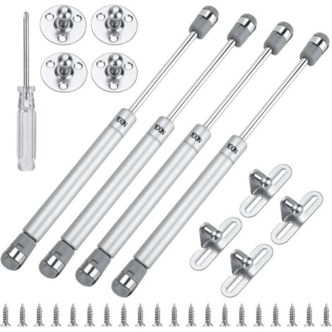 4 Pièces Verin Hydraulique Kit d'Accessoires de Clapet à Ressort, 100N Vérins à Gaz Hydrauliques, Charniere Porte Cuisine pour Placard, Verin Meuble pour Télévision Meuble, Armoire, Étagère