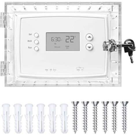 1pcs Boîte Verrouillage Thermostat Universelle avec Serrure & 2 Clé, Couvercle Protection Thermostat Mural Acrylique Transparente,Boîtier Thermostats Mur Portable 20x14x5cm ou Plus Petit pour Maison (1/5)