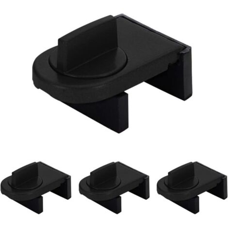 4 Pièces Verrou Baie Coulissante, Serrure Butée Réglable, Serrure de Sécurité pour Fenêtre, Bloque Fenetre Coulissante, Sans Perceuse, pour Portes et Fenêtres Coulissantes (Noir)