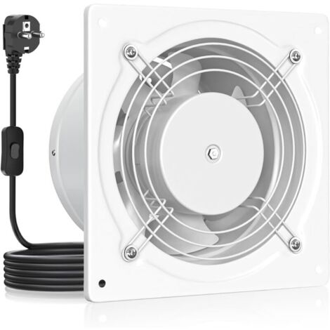 Extracteur d'air 150mm - 525m³/h Salle de Bain Silencieux avec Clapet antiretour, Interrupteur, Prise, 38W Ventilation industriel pour Fenêtre Mural Plafond VMC, Blanc